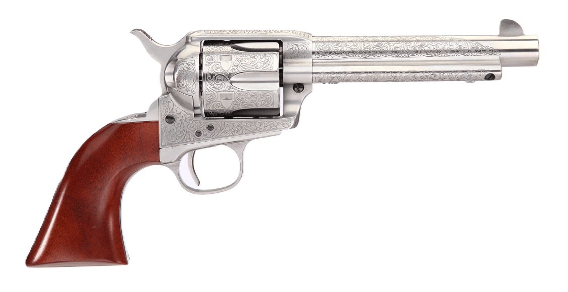 Taylor’s & Company | Cattleman White Floral Engrave | 45 Colt | White Steel