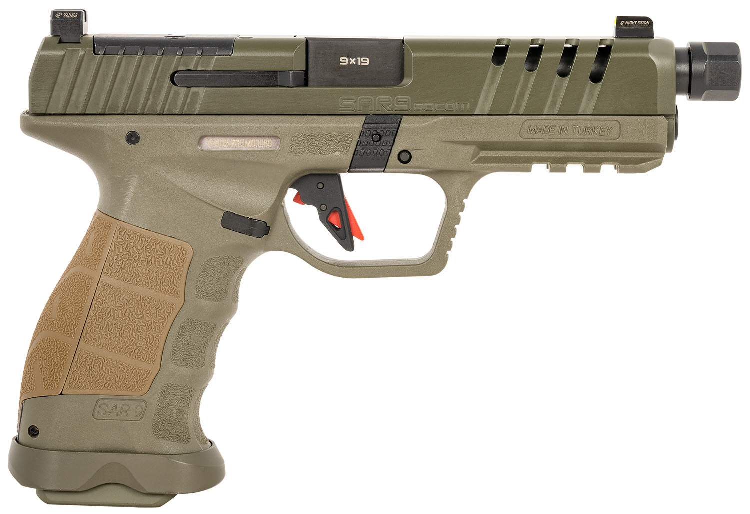 SAR Firearms | SAR9 Socom | 9mm | OD Green Cerakote