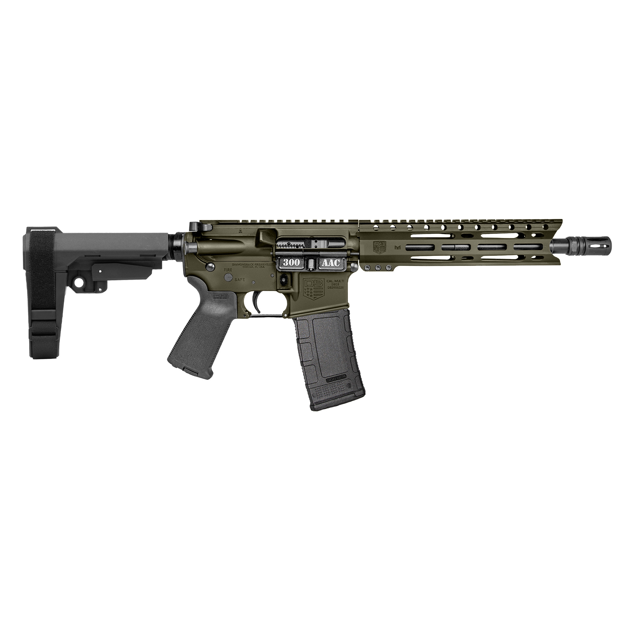 Diamondback Firearms | Carbon DB15 Pistol | 300 AAC Blackout | Olive Drab Green Cerakote