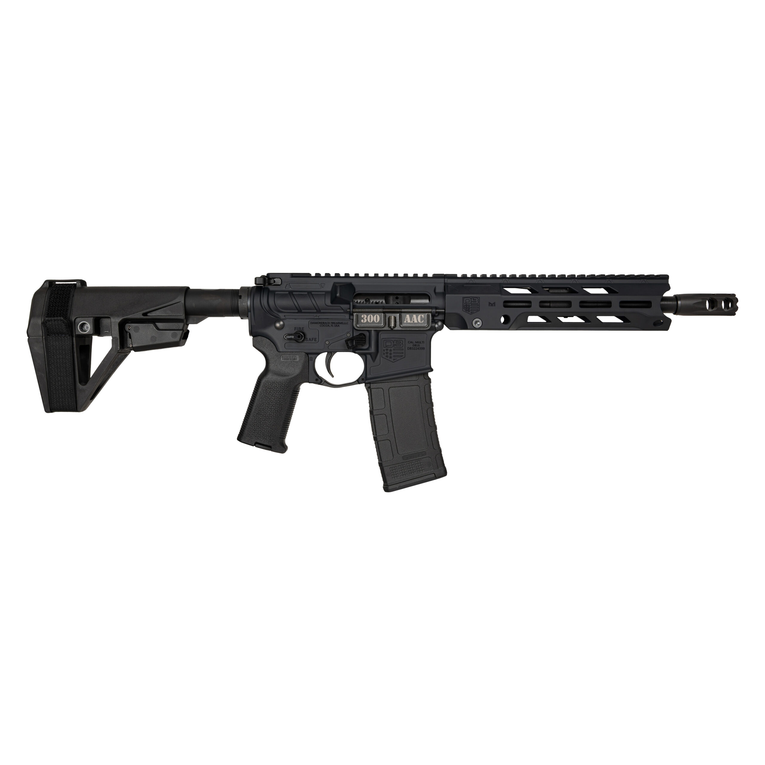 Diamondback Firearms | Obsidian DB15 Pistol | 300 AAC Blackout | Matte Black Anodized