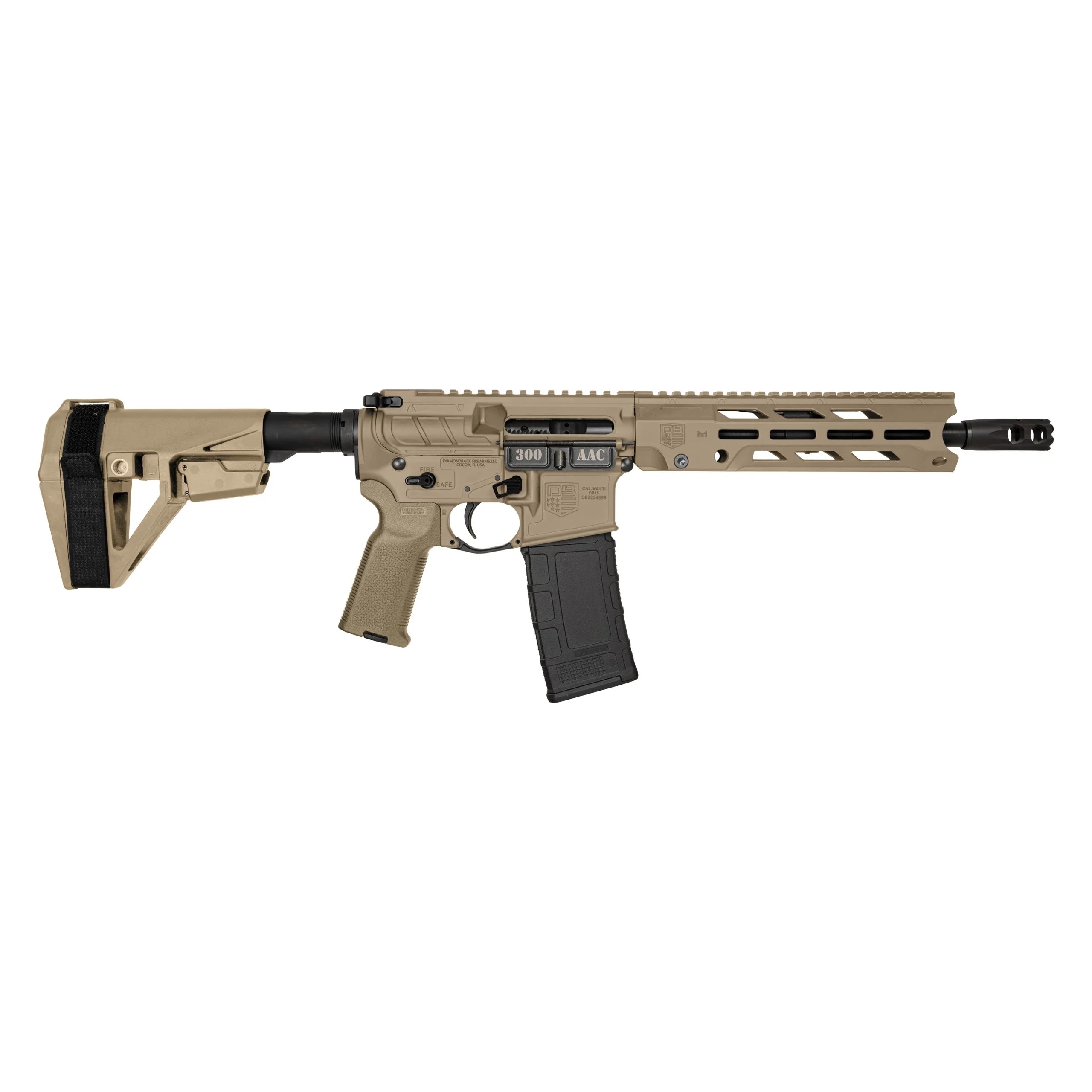 Diamondback Firearms | Obsidian DB15 Pistol | 300 AAC Blackout | Flat Dark Earth Cerakote