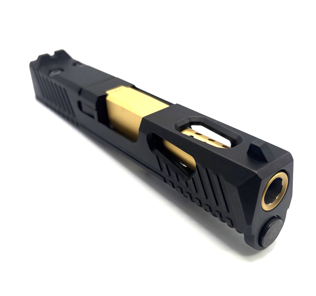 HTA Glock 43 43x Complete Black Reaper Slide RMSc Cut Gold TiN Ported Barrel