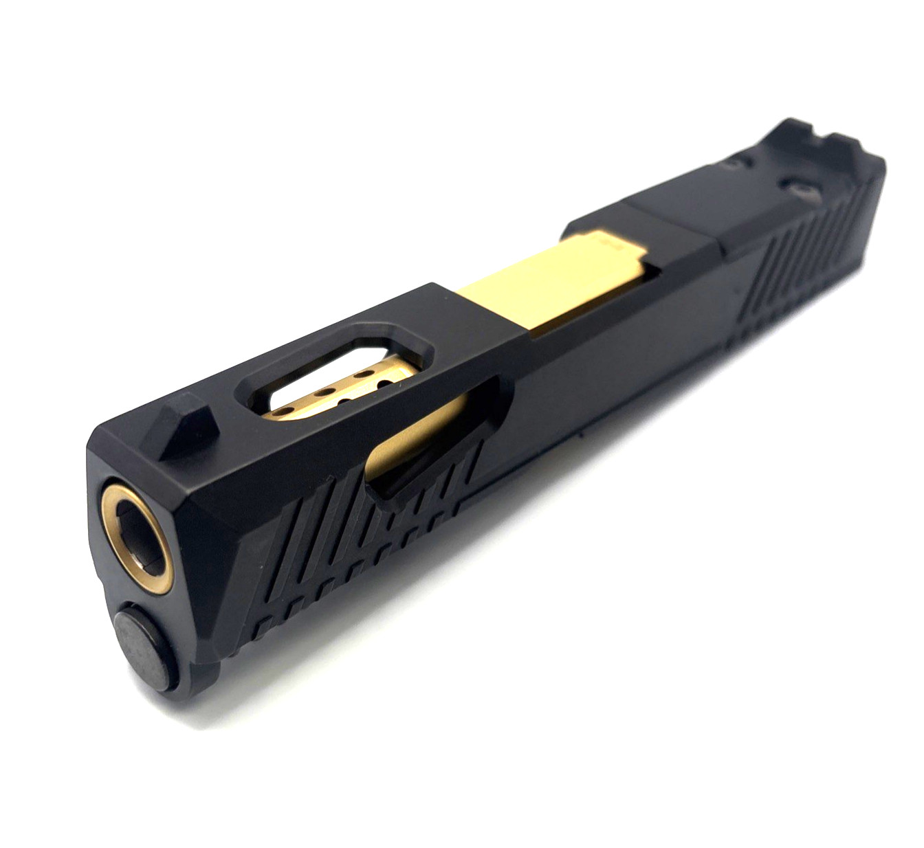 HTA Glock 43 43x Complete Black Reaper Slide RMSc Cut Gold TiN Ported Barrel - Image 5