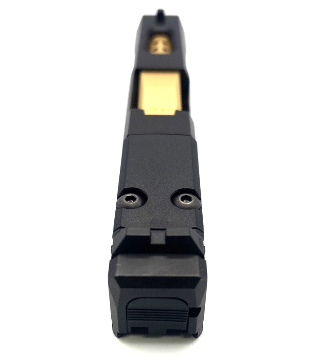 HTA Glock 43 43x Complete Black Reaper Slide RMSc Cut Gold TiN Ported Barrel - Image 8