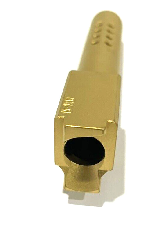 High Table Armory Ported 9mm Barrel for Glock 19 Gen1-5 Gold TiN Finish - Image 4