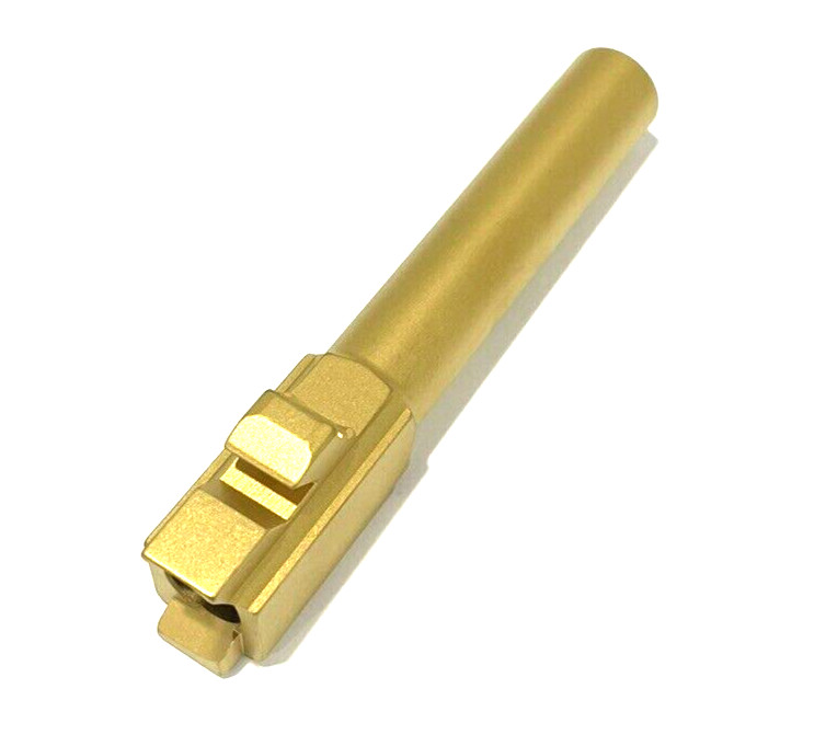High Table Armory Ported 9mm Barrel for Glock 19 Gen1-5 Gold TiN Finish - Image 5