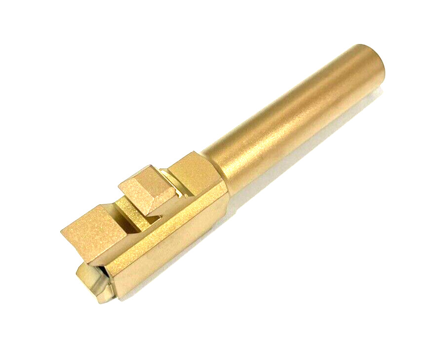 High Table Armory Compensated TiN Gold JTT 9mm Barrel for Glock 43 43X Gen 1-4 - Image 5