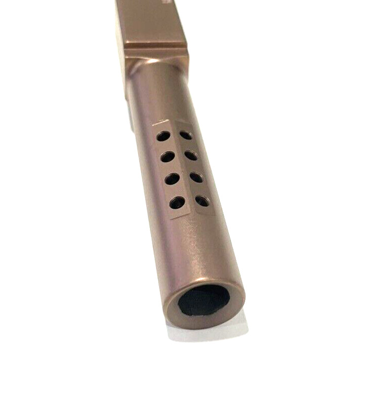 High Table Armory Ported 9mm Barrel for Glock 19 Gen1-5 Copper Finish - Image 2