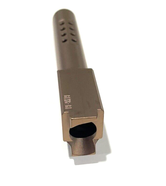 High Table Armory Ported 9mm Barrel for Glock 19 Gen1-5 Copper Finish - Image 3