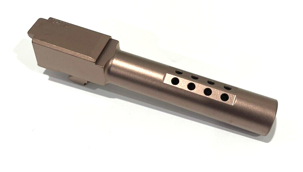High Table Armory Ported 9mm Barrel for Glock 19 Gen1-5 Copper Finish - Image 4