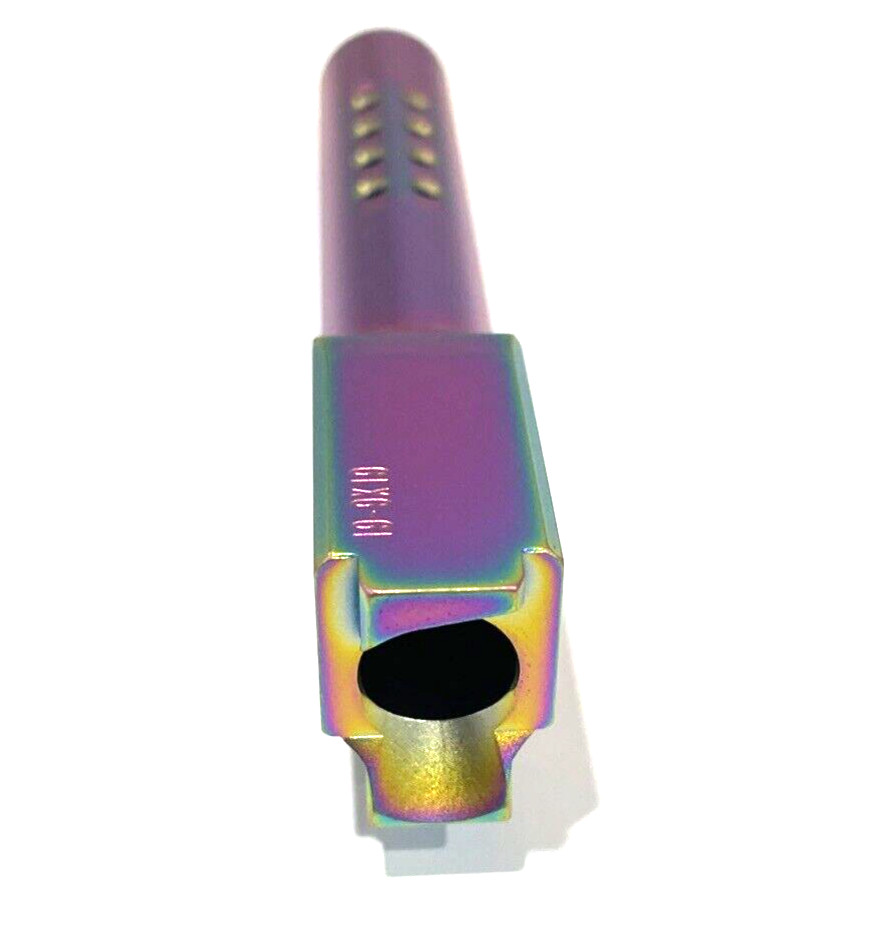 High Table Armory Ported 9mm Barrel for Glock 19 Gen1-5 Rainbow Chameleon Finish - Image 6