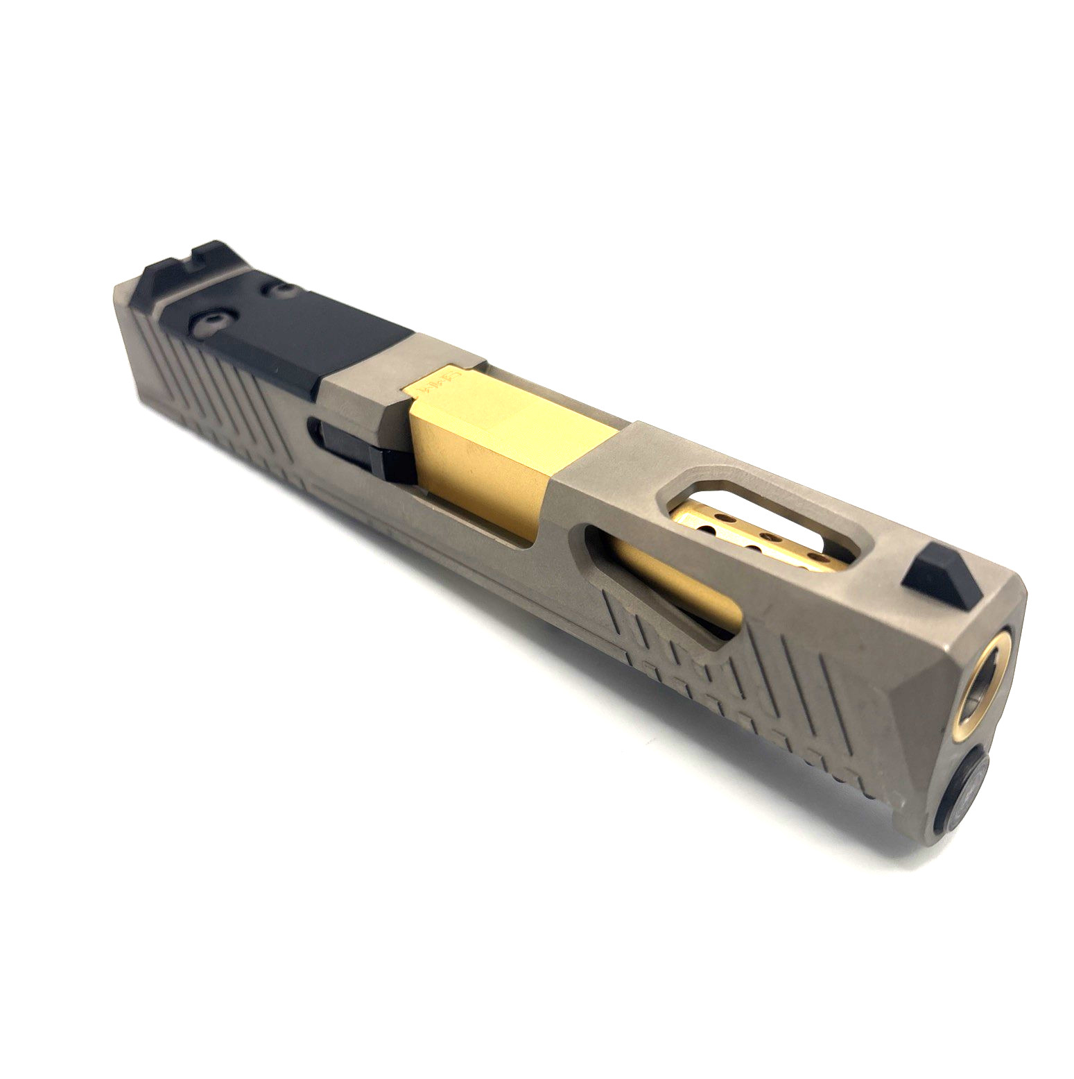 HTA Glock 43 43x Complete Nickel Reaper Slide RMSc Cut Gold TiN Ported Barrel