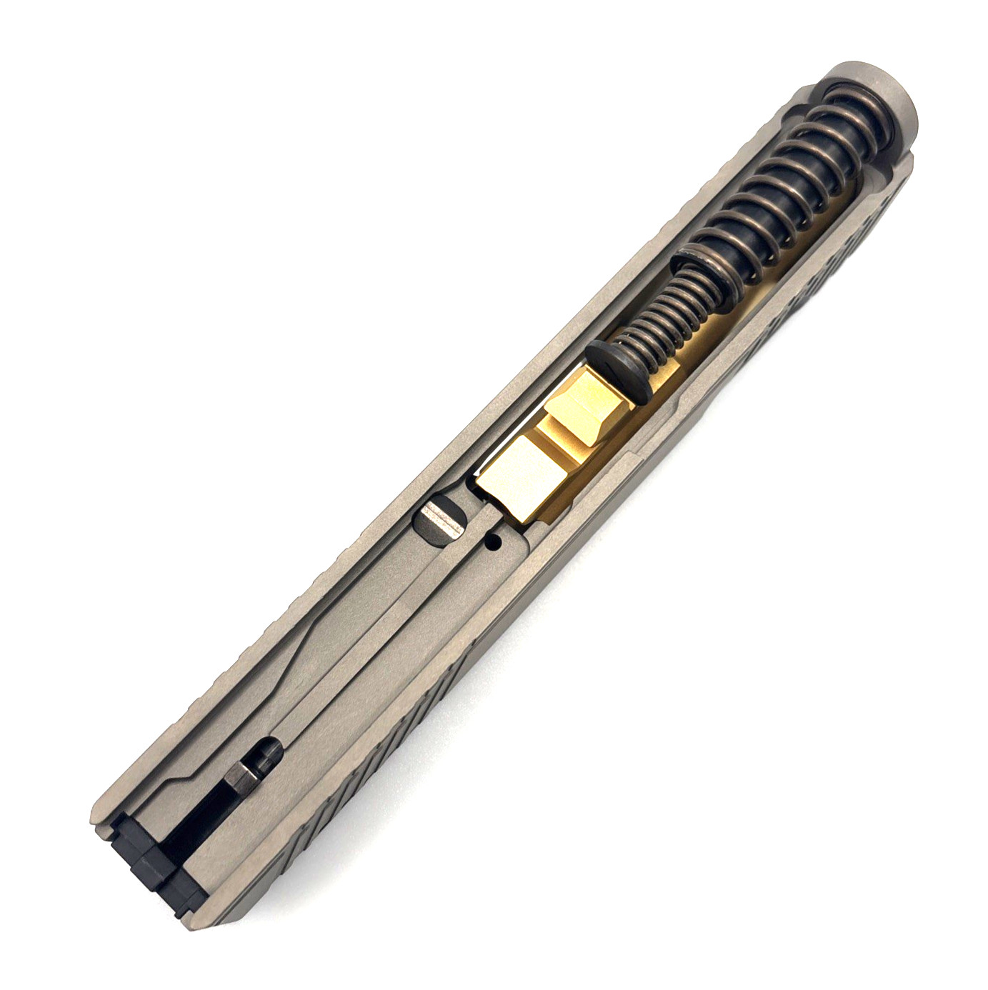 HTA Glock 43 43x Complete Nickel Reaper Slide RMSc Cut Gold TiN Ported Barrel - Image 2