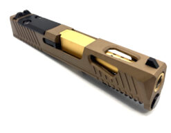 HTA Glock 43 43x Complete FDE Reaper Slide RMSc Cut Gold TiN Ported Barrel