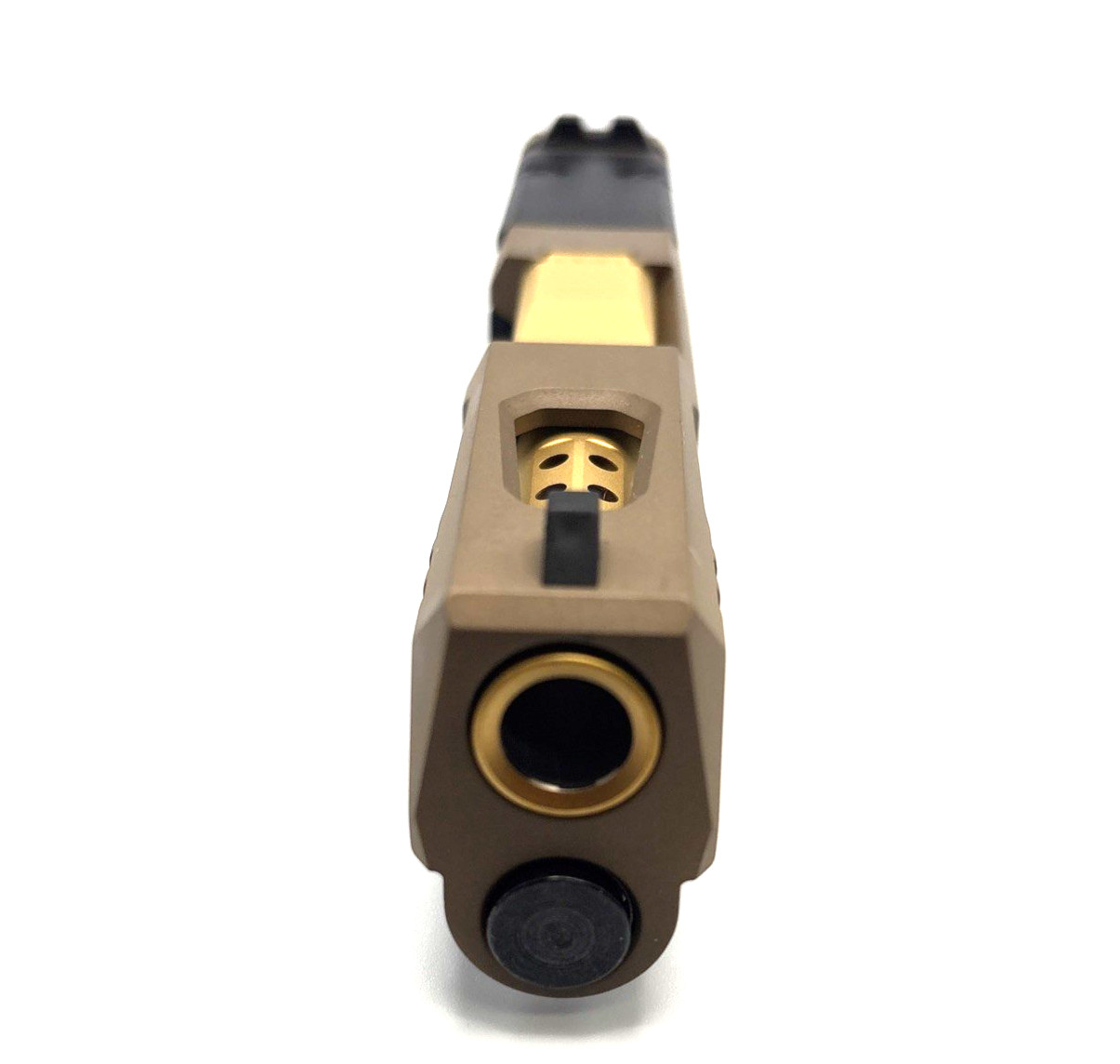 HTA Glock 43 43x Complete FDE Reaper Slide RMSc Cut Gold TiN Ported Barrel - Image 2