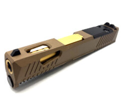 HTA Glock 43 43x Complete FDE Reaper Slide RMSc Cut Gold TiN Ported Barrel - Image 3