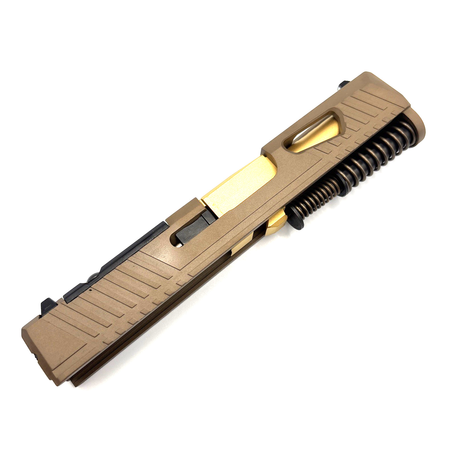 HTA Glock 43 43x Complete FDE Reaper Slide RMSc Cut Gold TiN Ported Barrel - Image 6