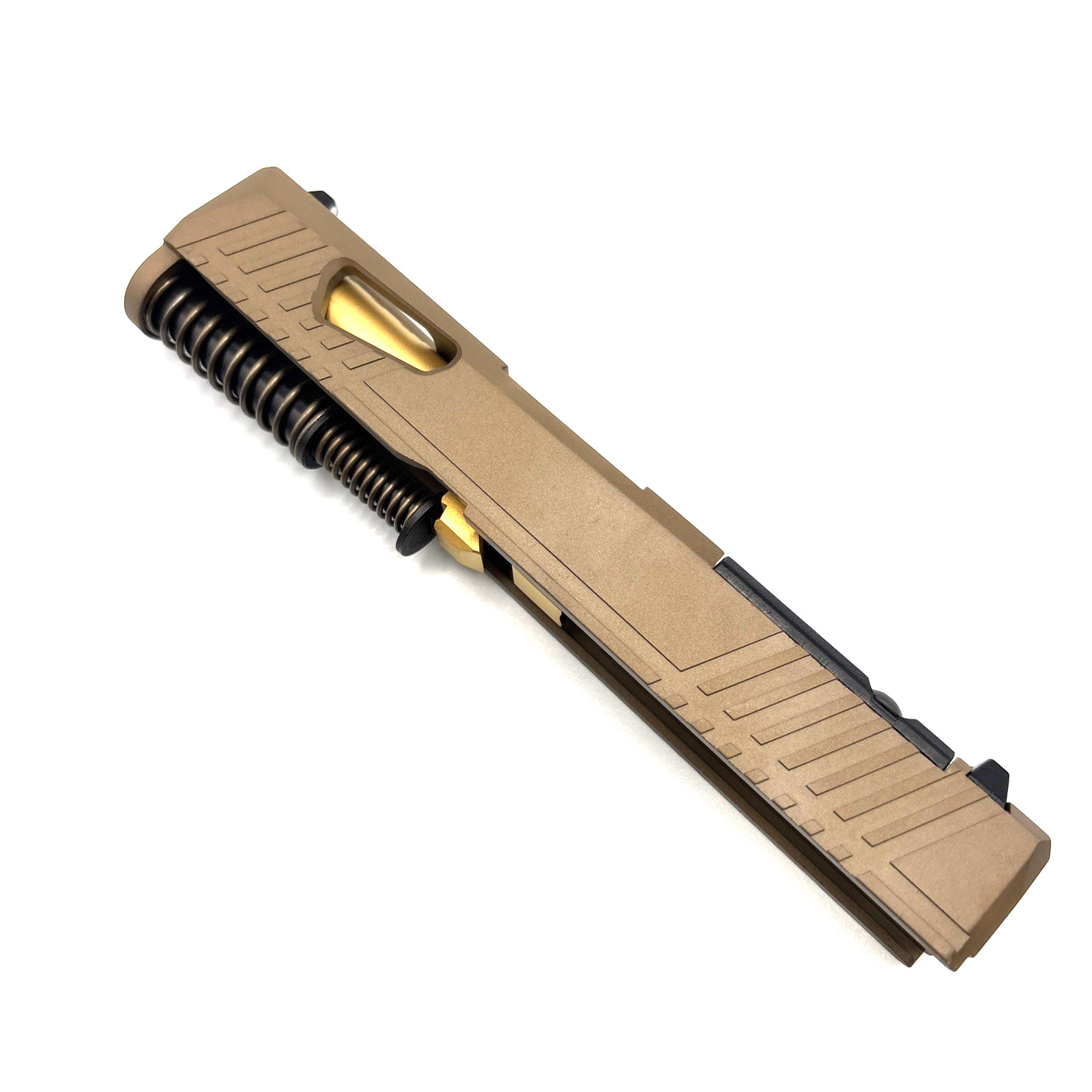 HTA Glock 43 43x Complete FDE Reaper Slide RMSc Cut Gold TiN Ported Barrel - Image 8